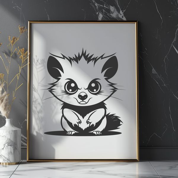 Possum SVG Clip Art Design Vector illustration of a wild animal, specifically a possum, suitable for various design applications.