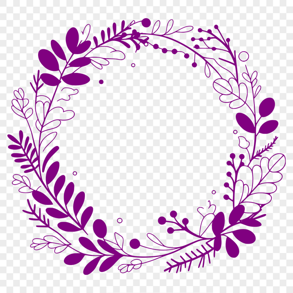 Decorative Flower and Foliage Design A digital template featuring a decorative wreath made up of layered flowers and foliage.