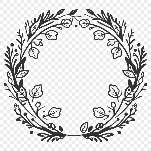 A delicate floral wreath design made from vector shapes.
