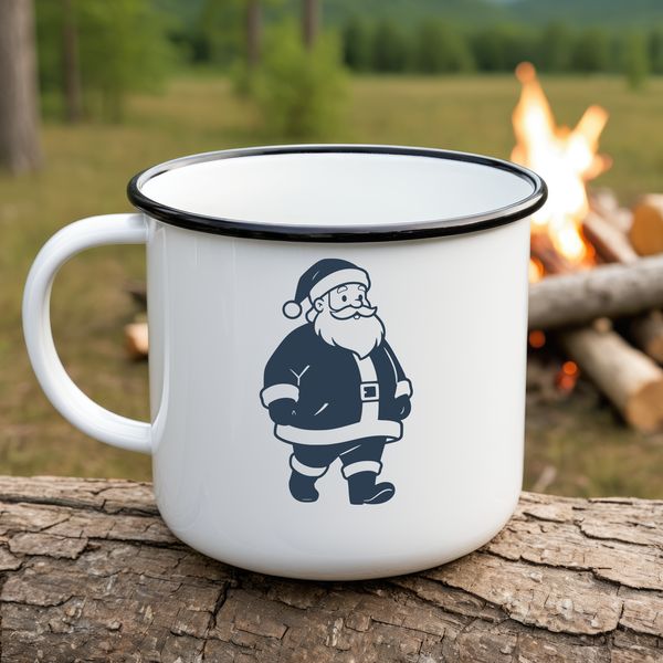 A vector illustration of Father Christmas in a traditional red coat.