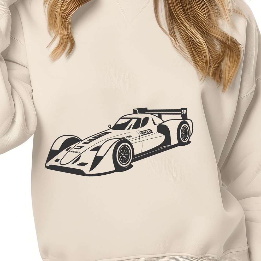 Free Racing Vehicle Clipart SVG A sleek racing car design made with vector art, suitable for cutting machines like Cricut or laser cutters.