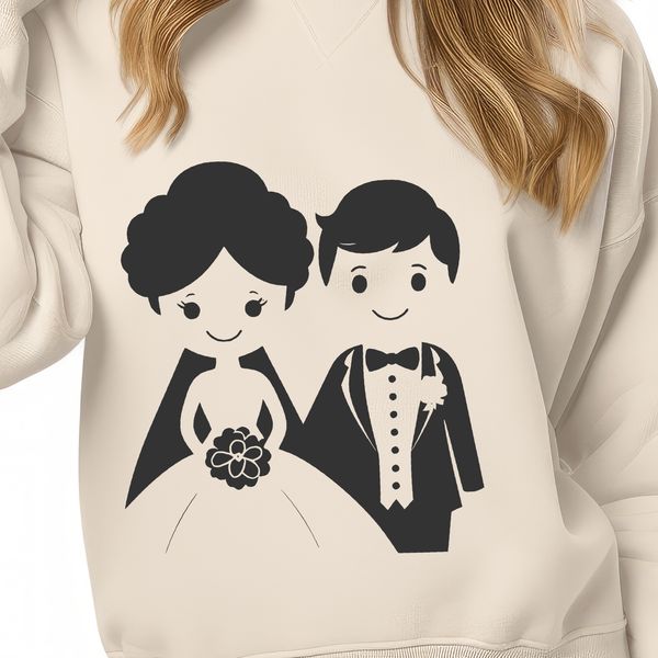 Simple Bride and Groom Design A simple wedding design featuring a bride and groom in vector format.