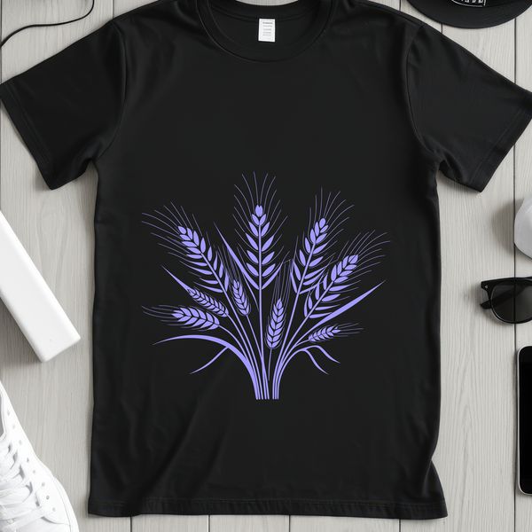 Wheat Silhouette Vector Art An illustration of a wheat stem with leaves and grains.