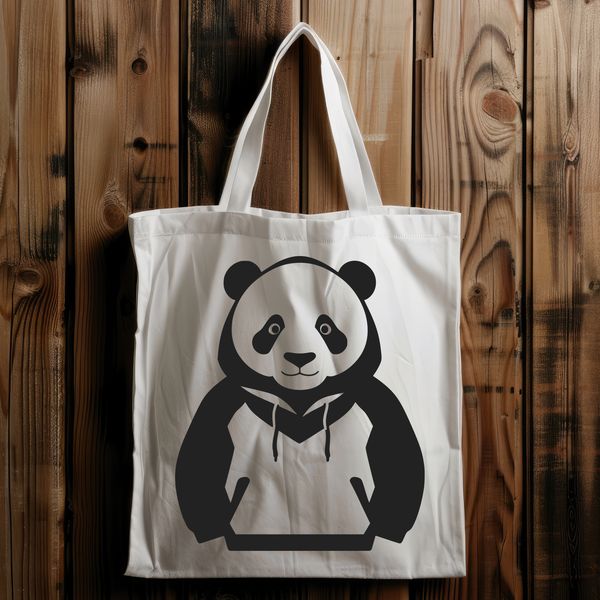 Cute Panda Silhouette Illustration A simple illustration of a black and white panda in a relaxed pose.