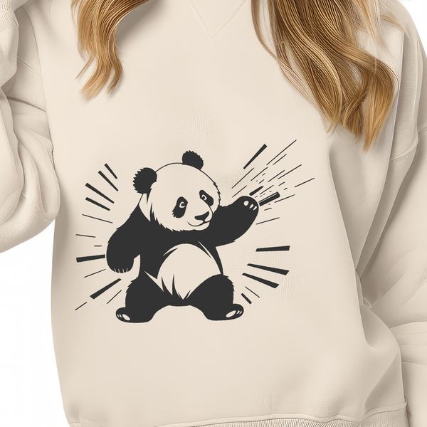 Vector illustration of a realistic panda in a forest habitat, suitable for commercial and personal projects.