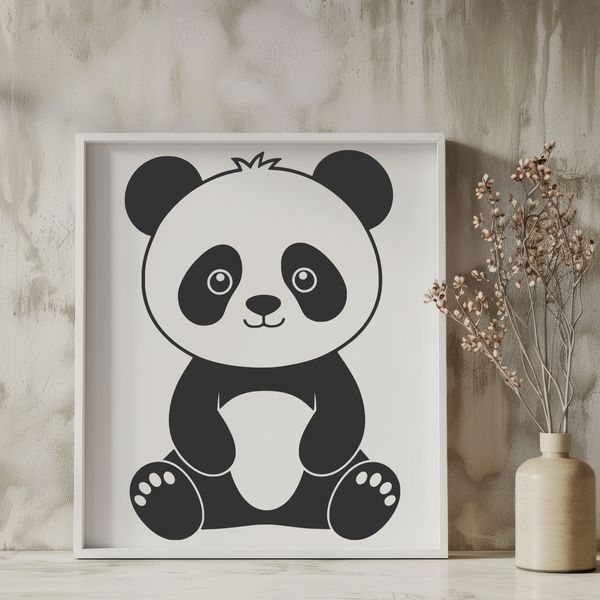 Wild Panda Vector Graphics An isolated vector graphic representation of a wild animal, specifically the giant panda species.