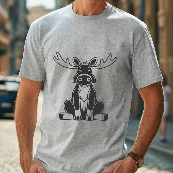 Moose Illustration Free Vector A detailed illustration of a moose in a wild forest environment.