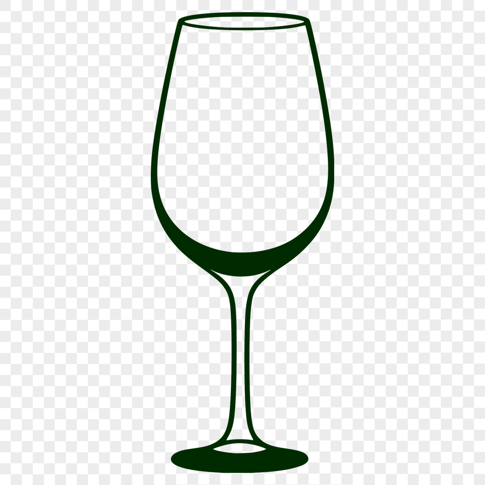 Wine in a Glass SVG Cutout A graphic illustration of a glass containing red wine with an empty space at the top to accommodate text or design.