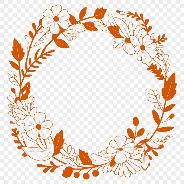 Floral Design SVG Cutout A floral wreath design made from vector shapes, suitable for various digital applications.