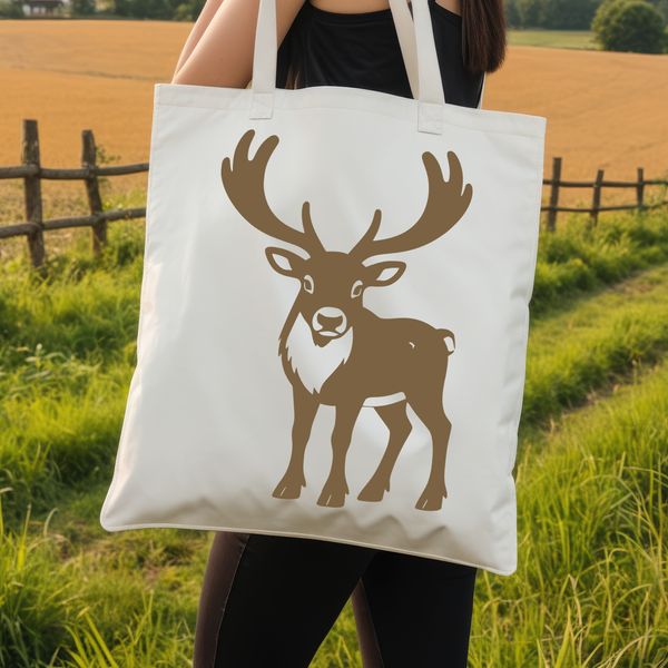 An svg graphic of a reindeer silhouette with simple lines and shapes.