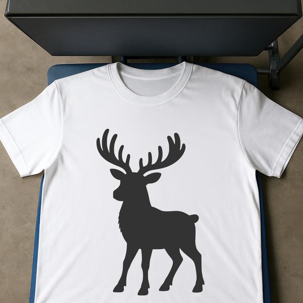 Reindeer silhouette in vector format for commercial or personal use, suitable for cutting machines and DIY projects.