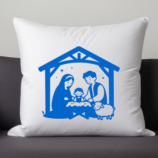 A traditional scene depicting the birth of Jesus Christ, featuring Mary, Joseph, and the baby Jesus in a manger.