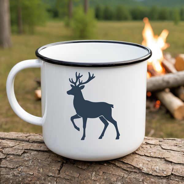 An illustration of a reindeer in mid-step, suitable for commercial or personal use as a cutting file.