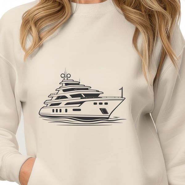 Beautiful Modern Yacht Design Vector A vector graphic illustration of a sleek modern yacht.