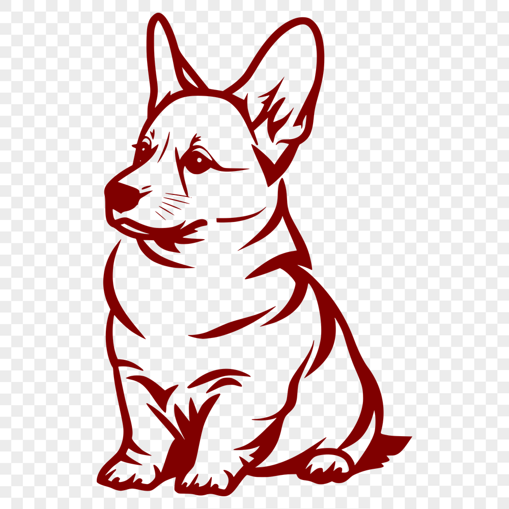 Artistic Sitting Corgi - PNG