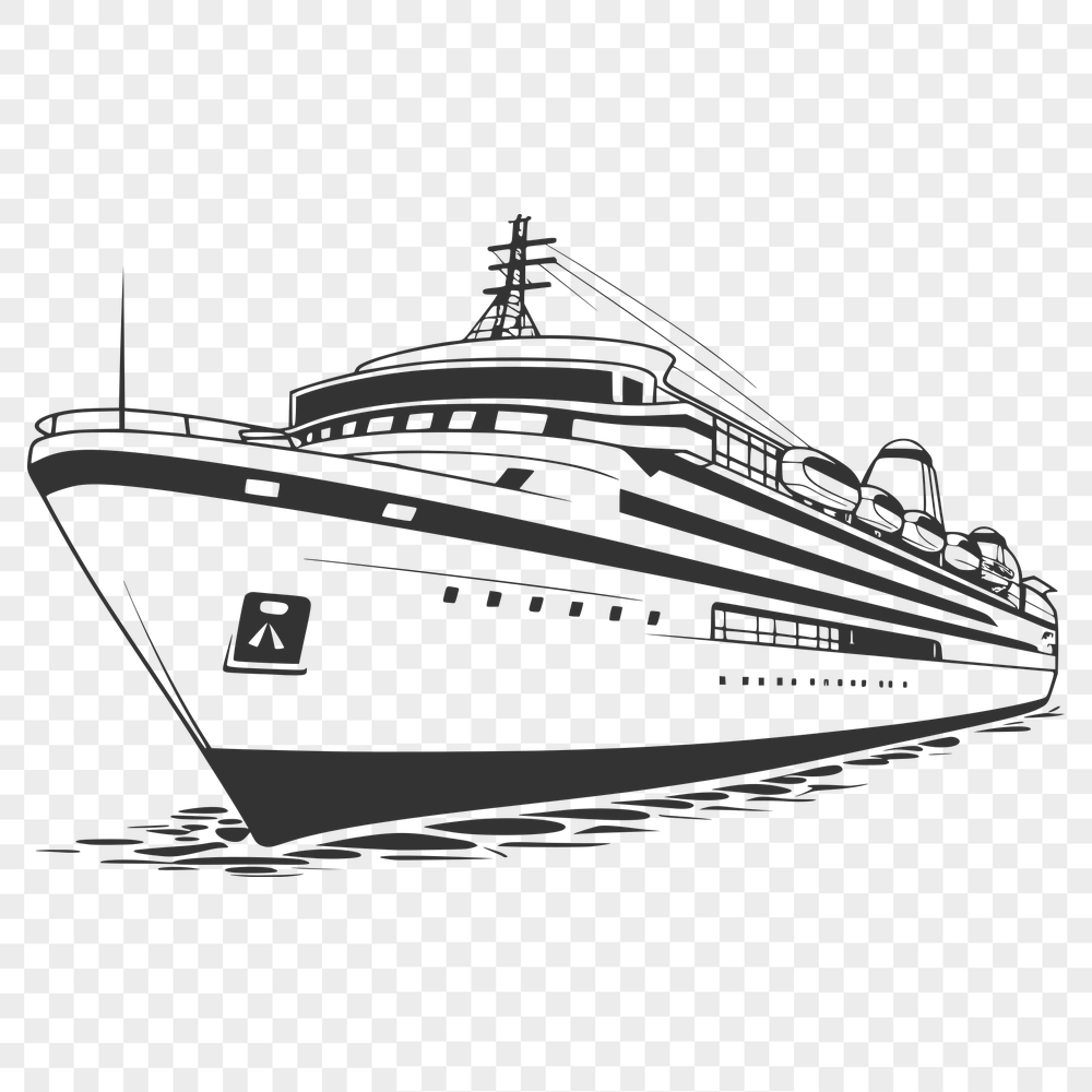 Unique Cruise Ship Vector Drawing