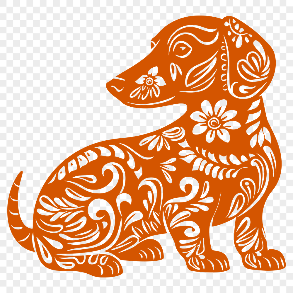 Ornate Sitting Dachshund Artwork