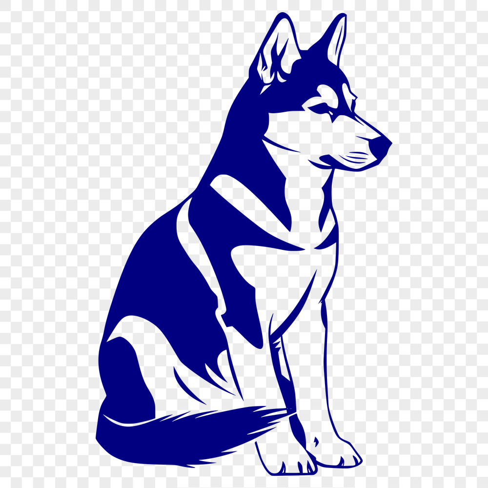 Beautiful Sitting Husky DXF