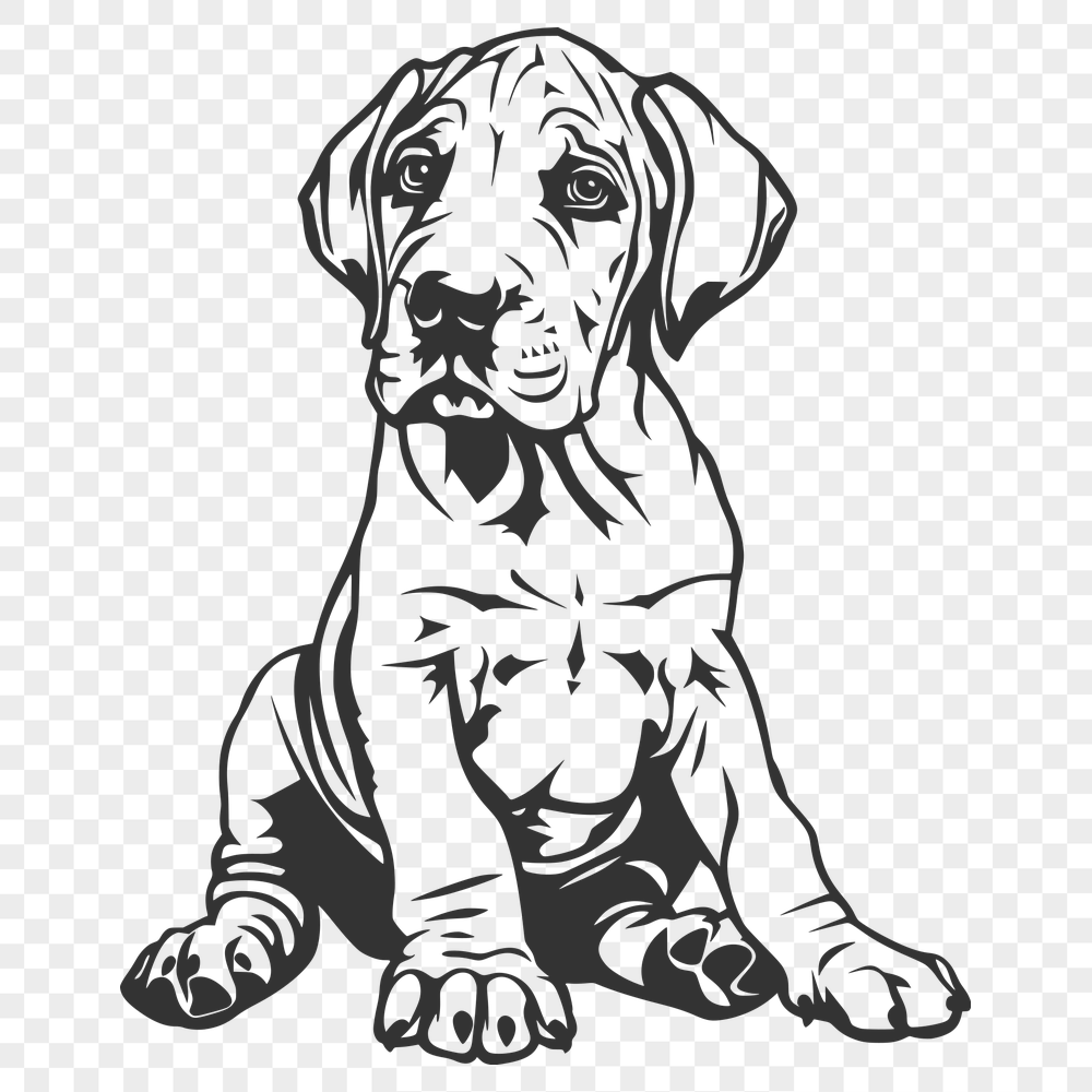 Sitting Puppy Vector Drawing