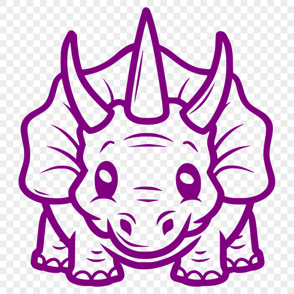 Unique Triceratops Simple Line Drawing