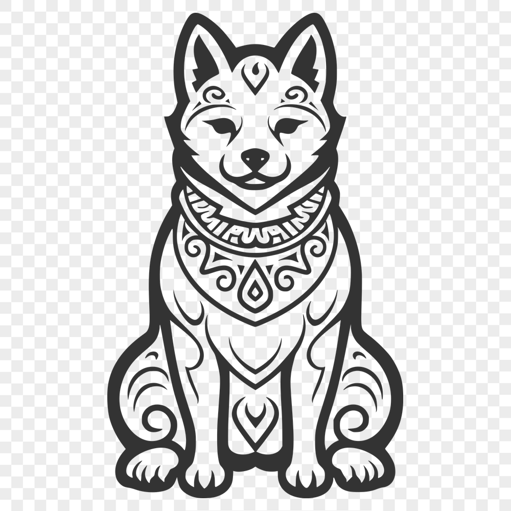 Ornate Shiba Inu SVG, PNG, PDF And DXF Files