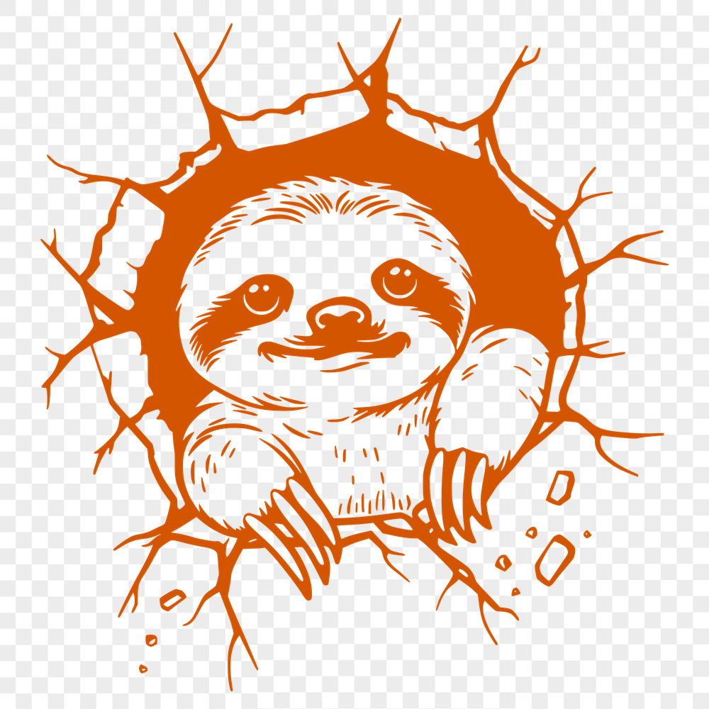 Stunning Peeking Sloth DXF