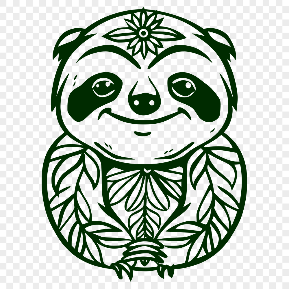 Ornate Sloth SVG, PNG, PDF And DXF Files