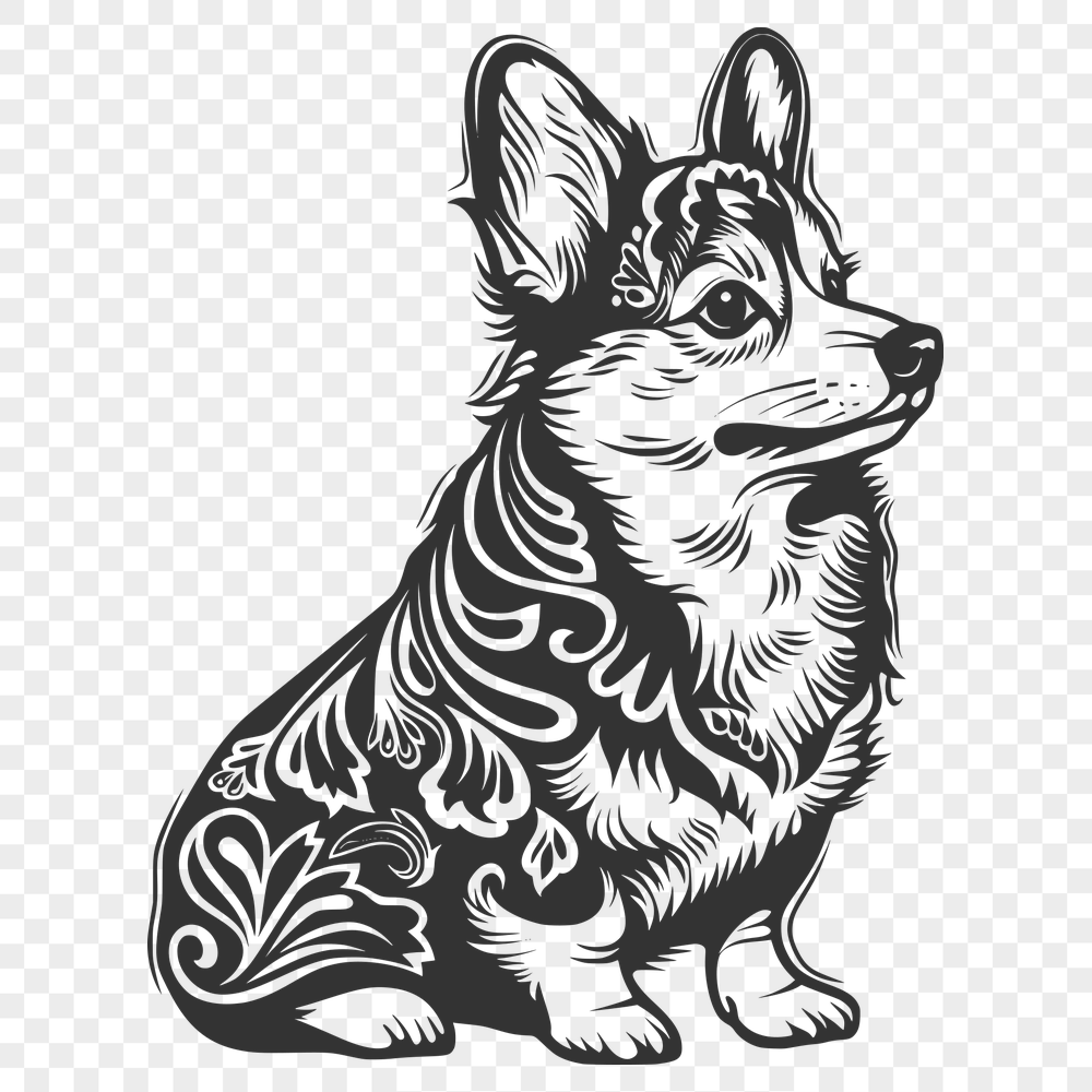 Creative Sitting Welsh Corgi Printable Image