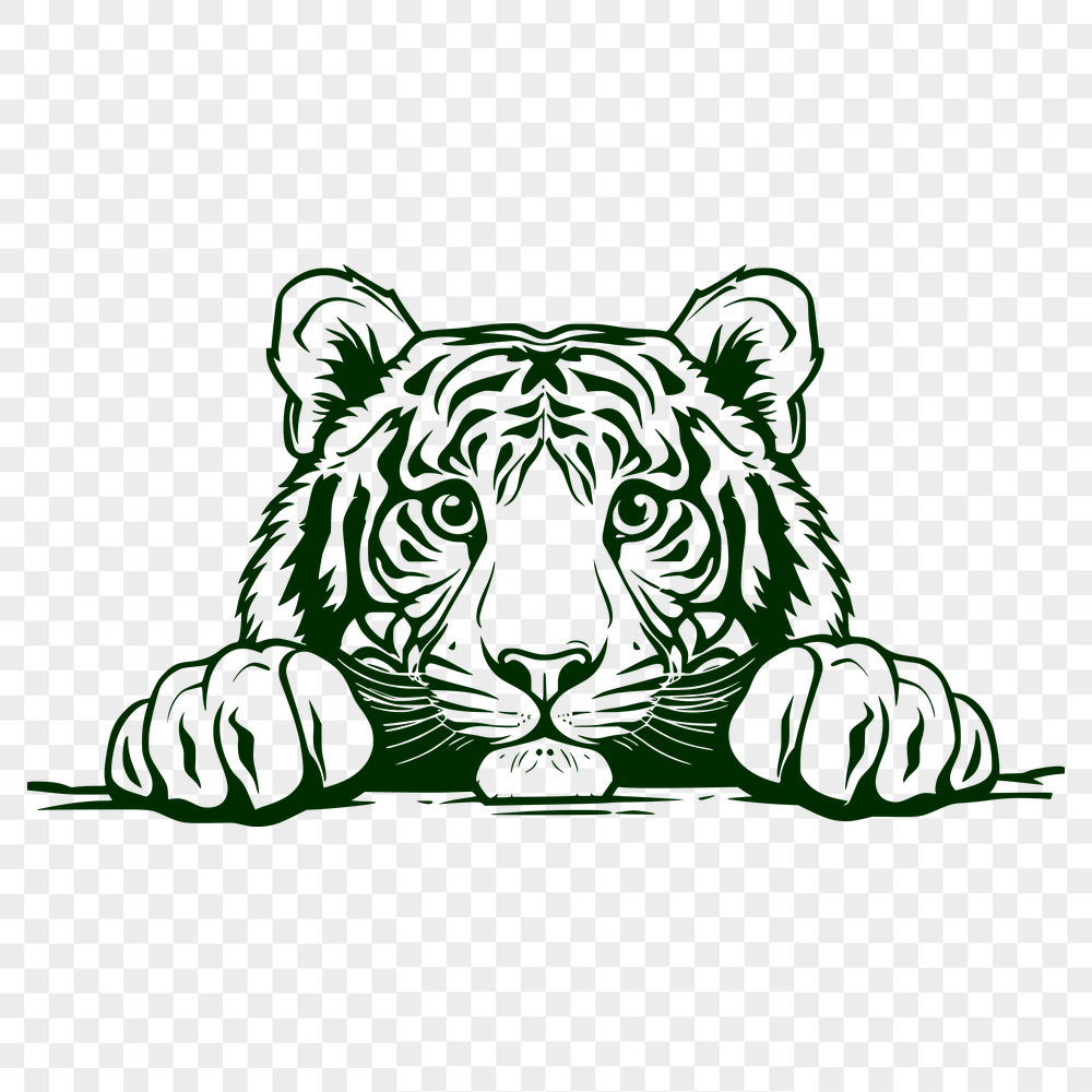 Artistic Peeking Tiger Clipart