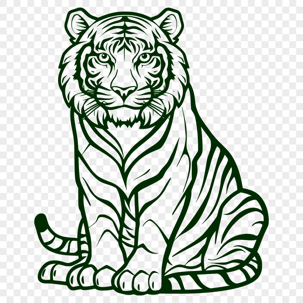 Sitting Tiger - DXF