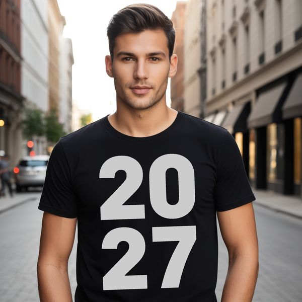 A minimalist illustration of the year 2027 surrounded by quotes to celebrate the start of a new year.