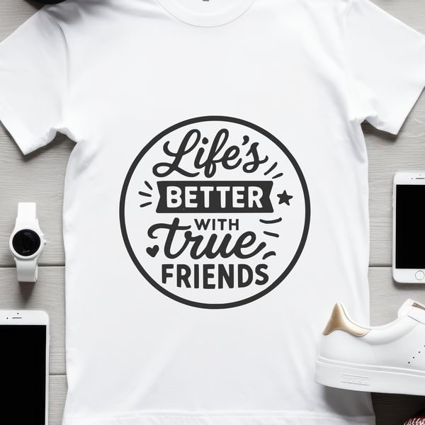 A stylized vector quote about the value and importance of friendships, suitable for personal or commercial use.