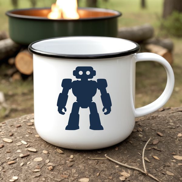 Robot silhouette vector art with clean lines and futuristic style.