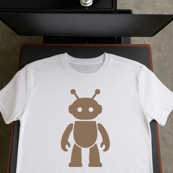 A 2D robotic figure with metallic texture and futuristic design elements.