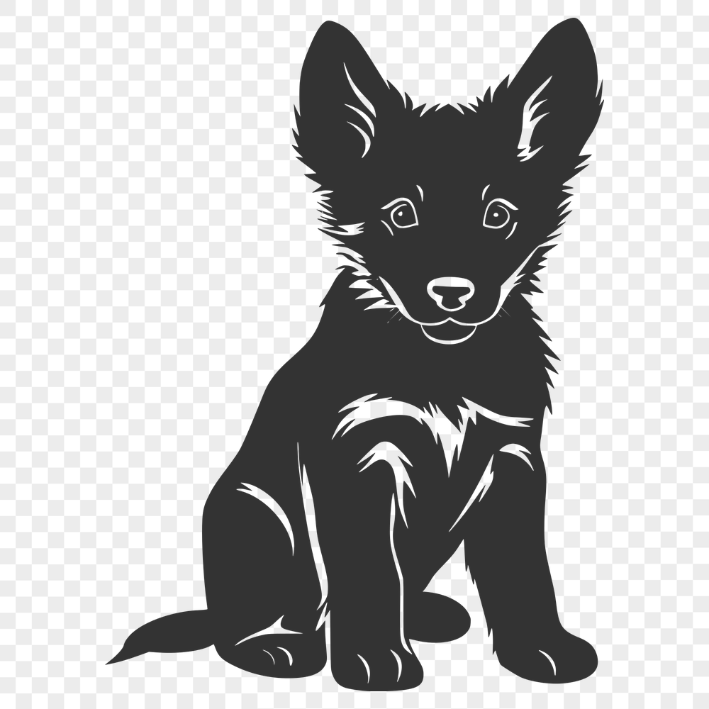 Unique Sitting German Shepherd Vector Illustration