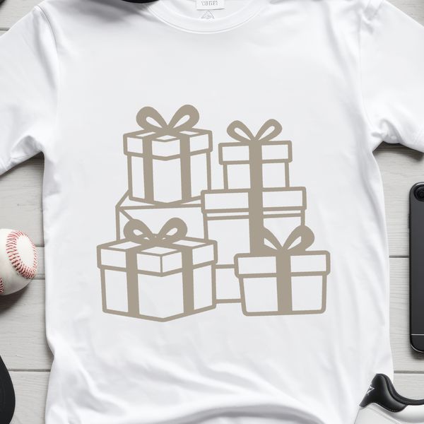 A stylized illustration of a wrapped gift box with a ribbon and bow.