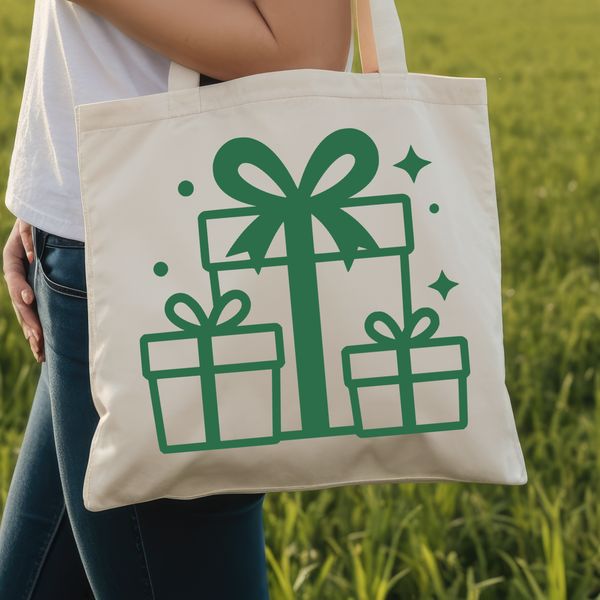 A wrapped gift box with a ribbon tied around it, suitable for personal or commercial use as a template for craft projects.