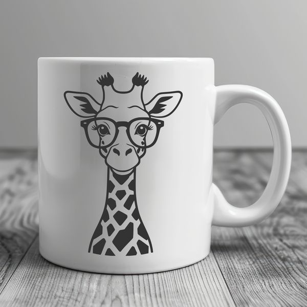 Adorable Cartoon Giraffe Wearing Shades A cartoon giraffe wearing glasses in a humorous illustration style.