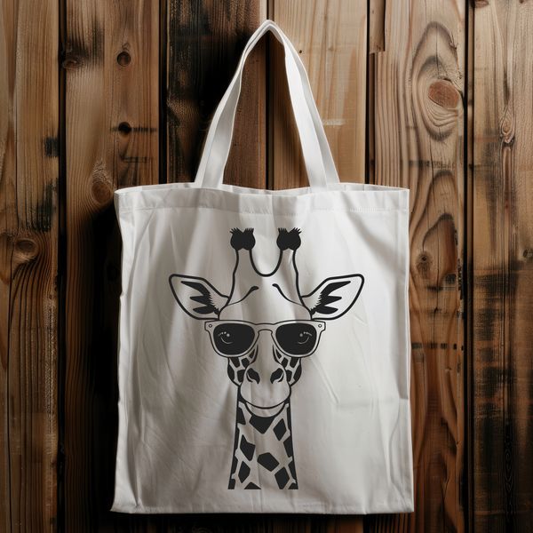 Wildlife Illustration with Shades A high-resolution digital illustration of a giraffe wearing sunglasses.