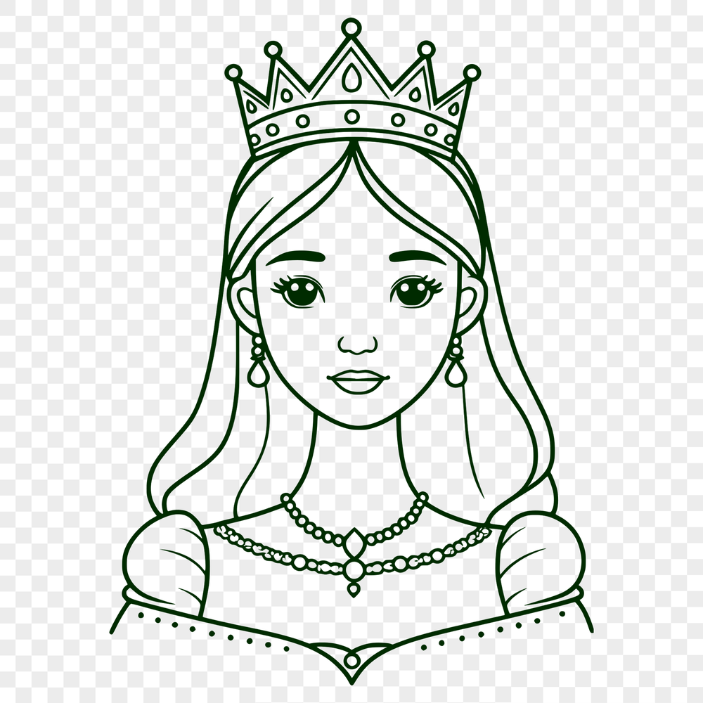 Royal Cartoon Cutie An SVG vector art image featuring a cartoon girl in a royal outfit.