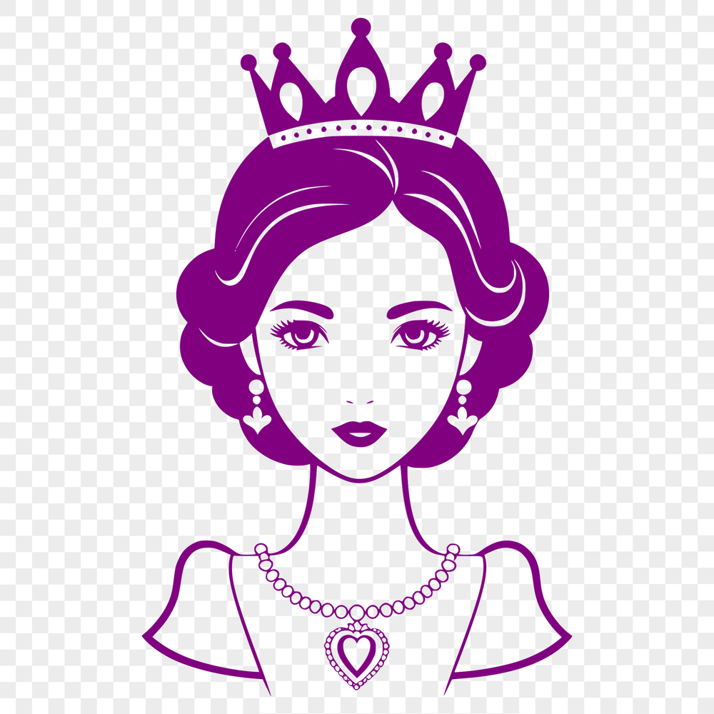 A female character dressed as a princess with royal attire and accessories.