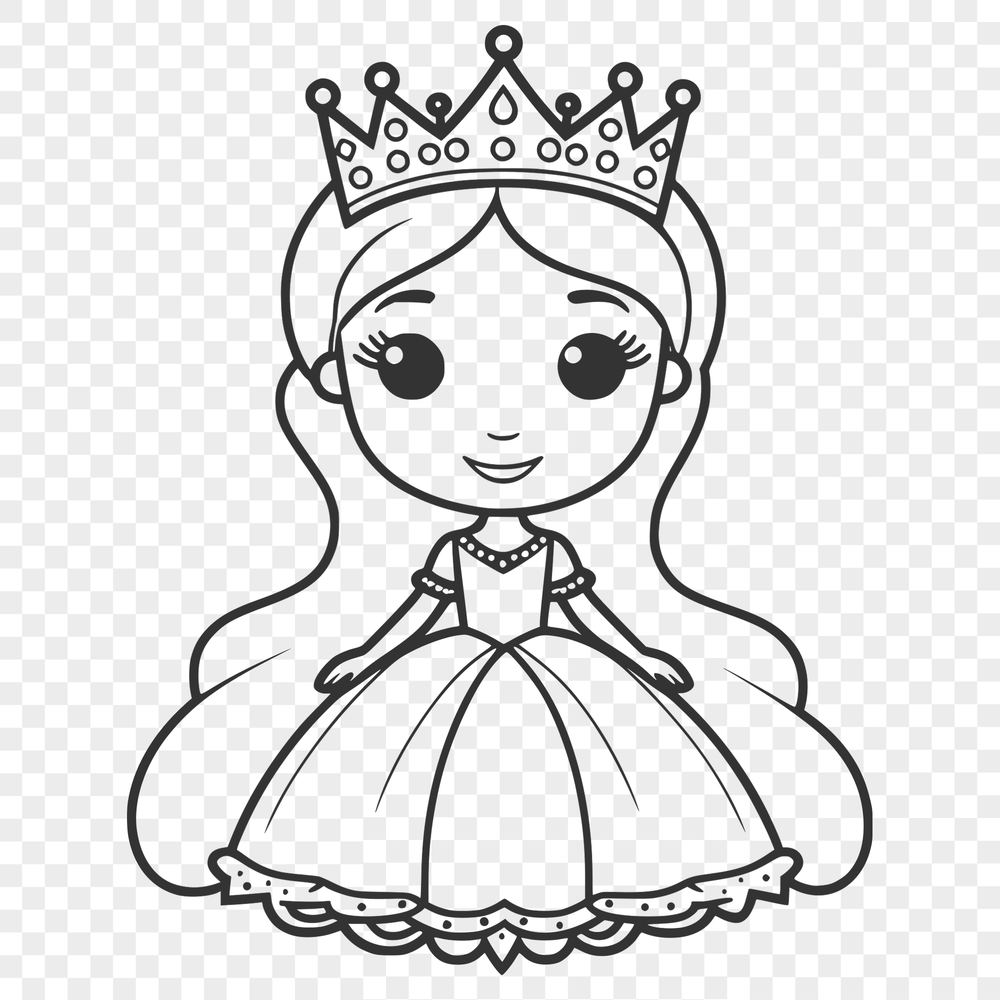 SVG Clip Art Royal Girl Image Illustrated female character with royal attire, suitable for graphic design projects.