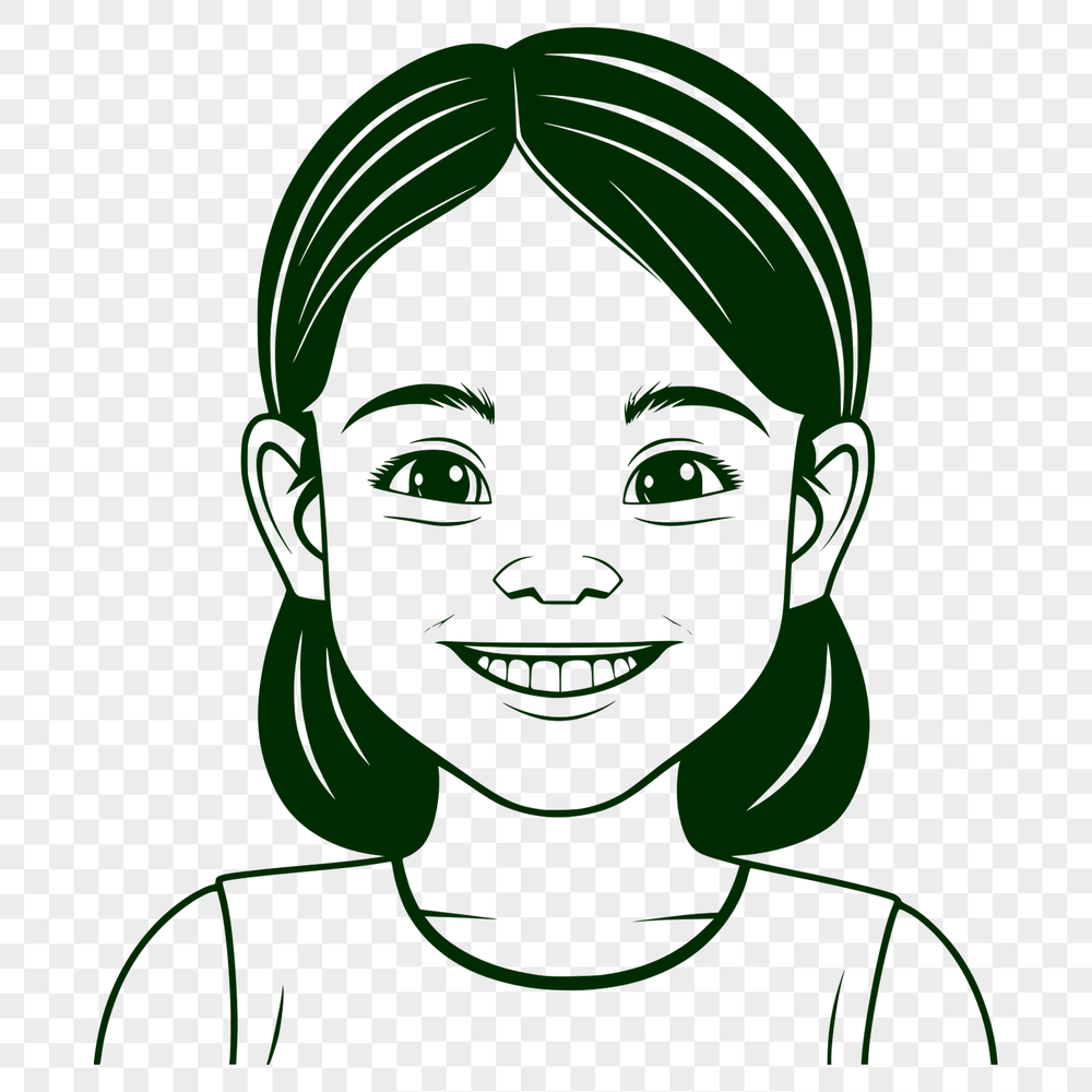 Simple Girl Silhouette Design A young girl silhouette with simple shapes and clean lines, ideal for digital cutting machines like Cricut.