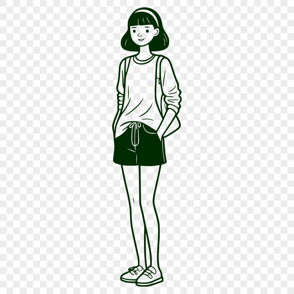 Digital Girl Illustration Created with Vector Graphics Girl character design created using digital graphics software