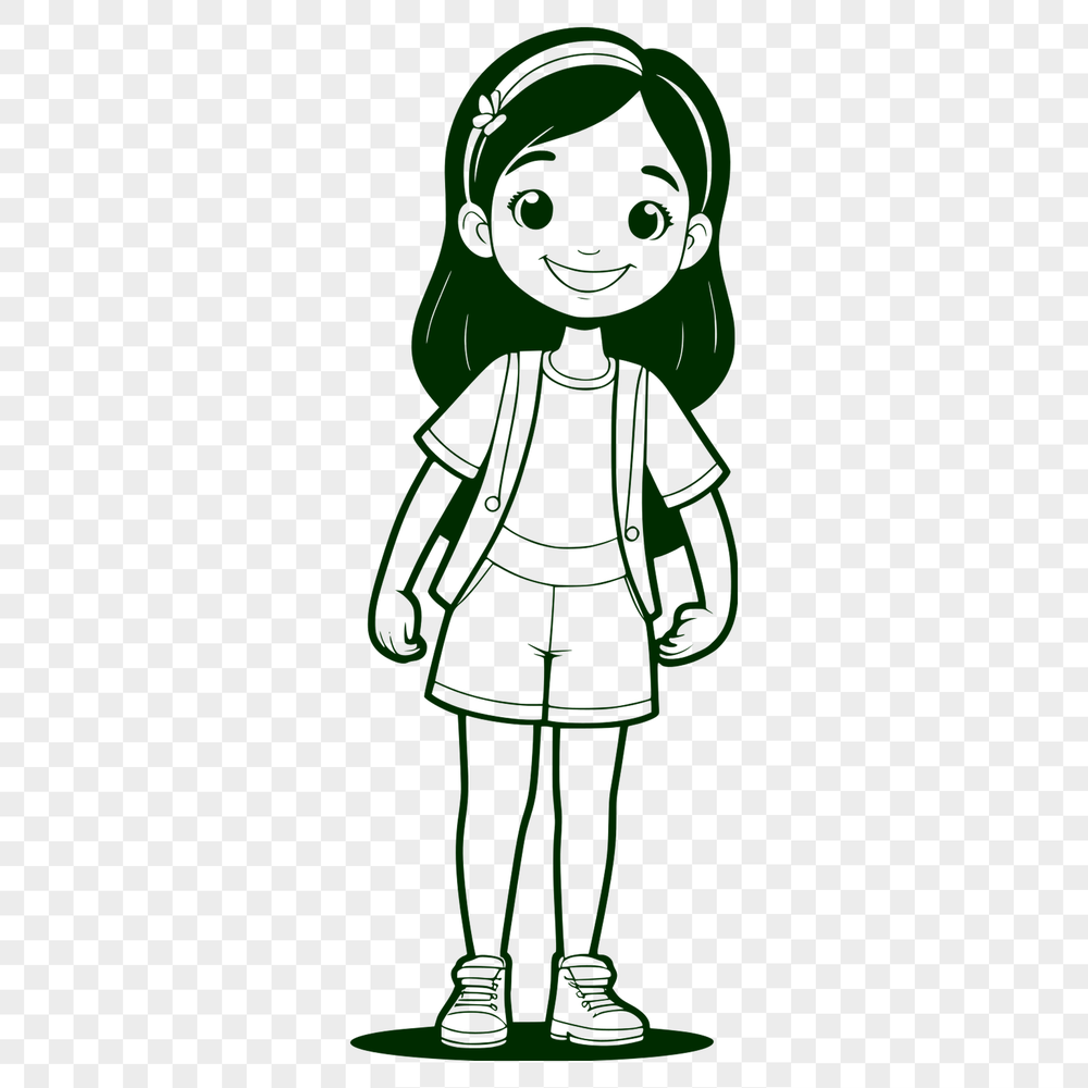 Little Girl Line Art Design Simple line art design of a little girl suitable for digital cutting machines like Cricut.