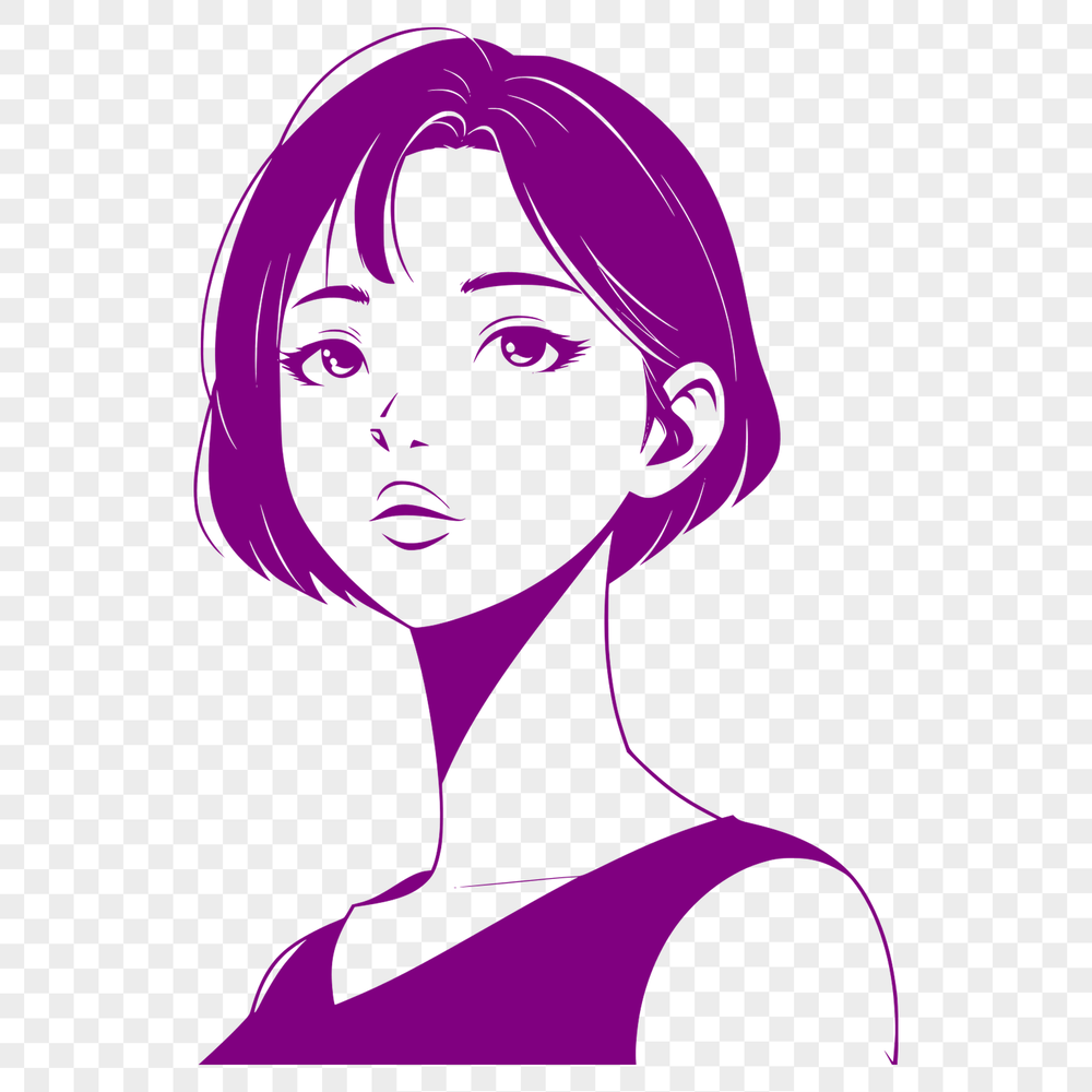 Clean Vector Portrait A young girl depicted in a clean vector illustration style.