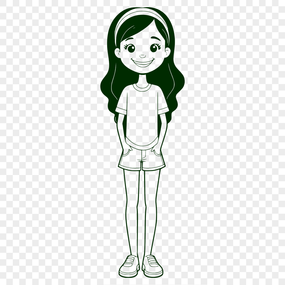 Cute Girl Character SVG Clip Art A young girl character in vector format for use as clip art.