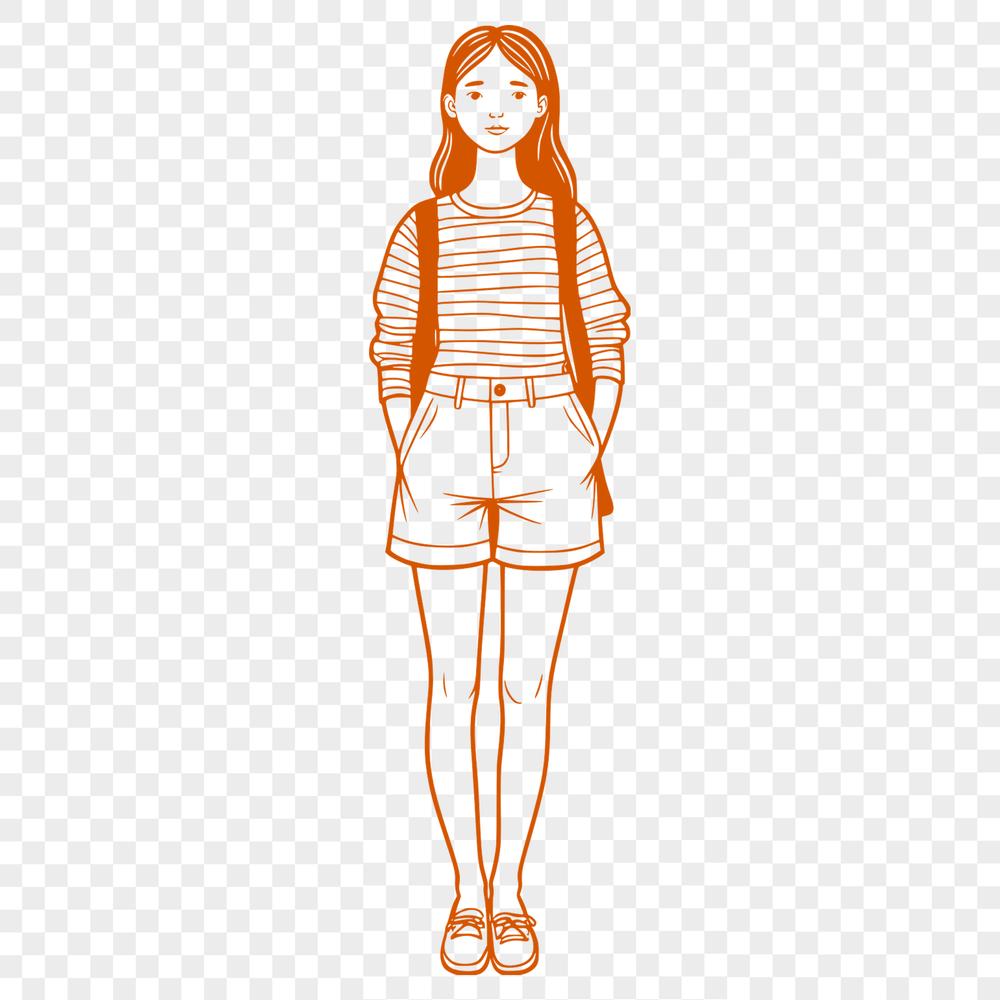 Sweet Girl SVG Illustration A young girl illustration created as a vector graphic, suitable for various applications.