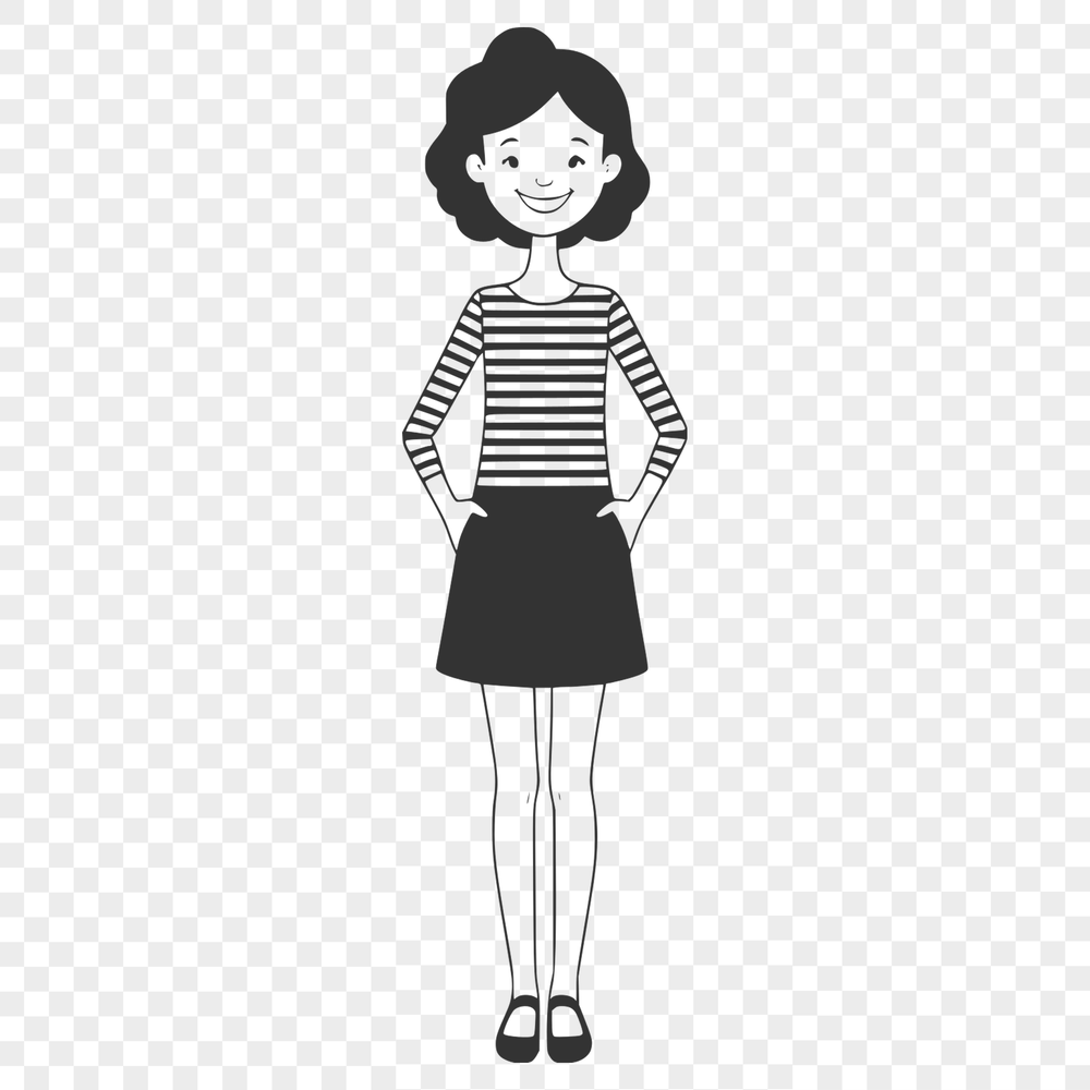 Elegant Young Girl Illustration A single line illustration of a young female figure, suitable for digital design and cutting applications.