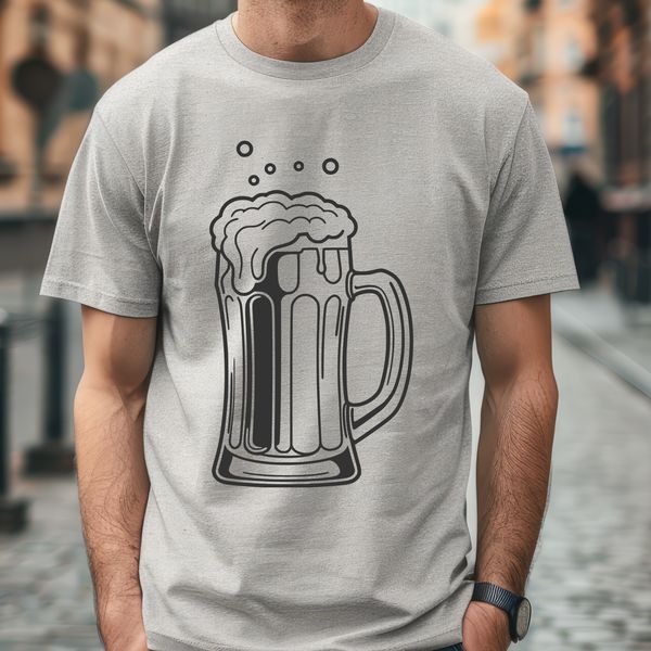 Vector Beer Graphic Design A stylized illustration of a glass containing a cold beer, suitable for vector graphics.